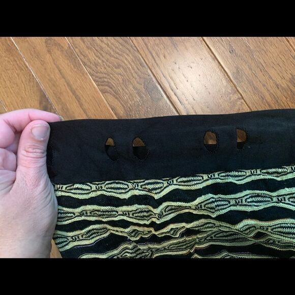 M MISSONI Knit Ruffle Skirt Black Tan Aqua 38 2 XS - Picture 3 of 7